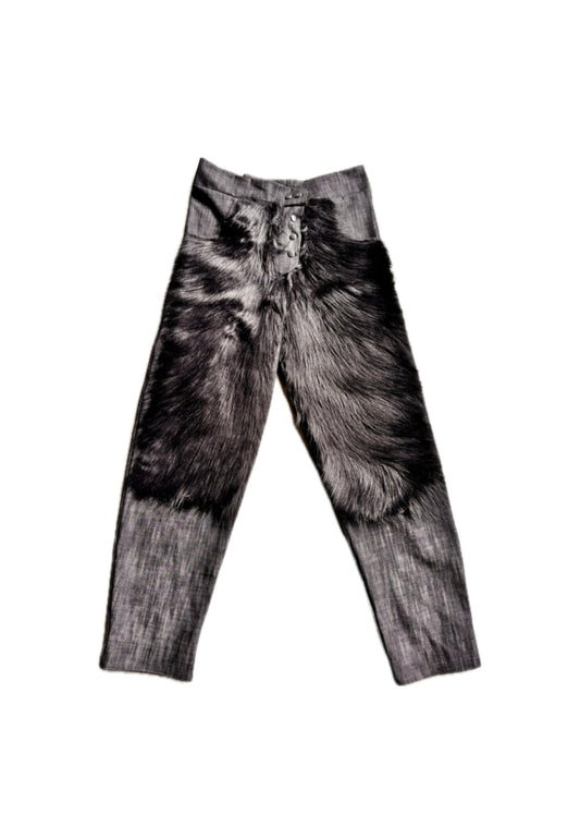 FW025 BLACKOUT FUR DENIM PANTS
