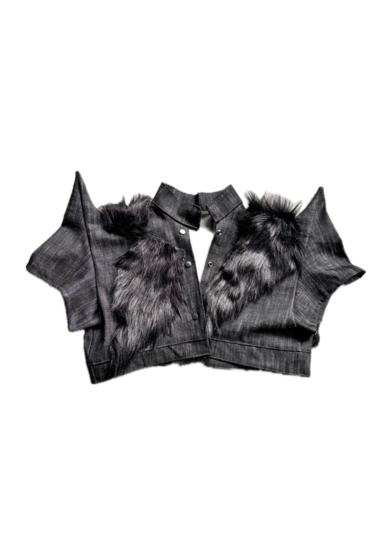 FW025 BLACKOUT DENIM FUR JACKET